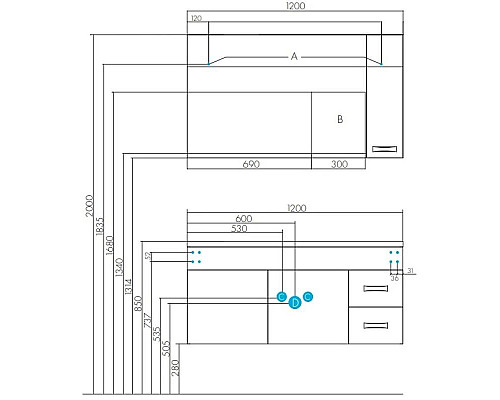 Заказать Тумба белый глянец 118,7 см Акватон Диор 1A110601DR010 в магазине сантехники Santeh-Crystal.ru