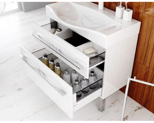 Заказать Тумба с раковиной белый глянец 100 см Aqwella 5 Stars Milan SETMil.01.10/2n/W/Ber.10.04.D в магазине сантехники Santeh-Crystal.ru