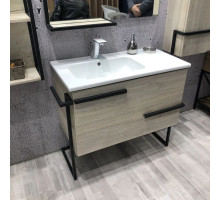 Тумба с раковиной дуб дымчатый/черный глянец 97 см Comforty Дюссельдорф 00004148007