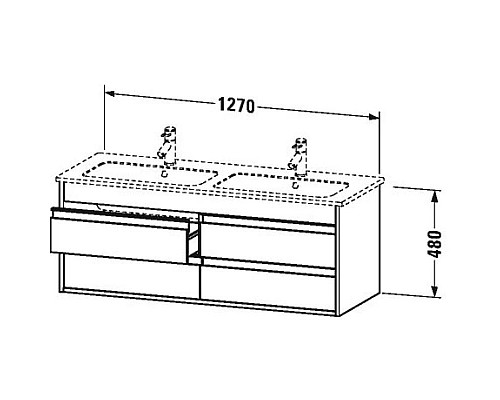 Приобрести Тумба темный орех 127 см Duravit Ketho KT643302121 в магазине сантехники Santeh-Crystal.ru