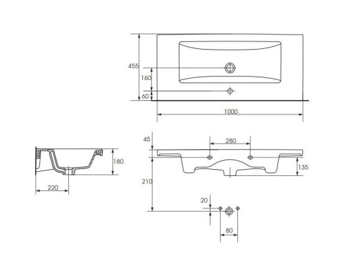 Приобрести Тумба с раковиной белый глянец 100 см Bellezza Андрэа 4639017110011 + 5902115715297 в магазине сантехники Santeh-Crystal.ru