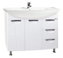 Тумба с раковиной белый глянец 106,5 см с бельевой корзиной Bellezza Глория 4638518080014 + 4620008197340