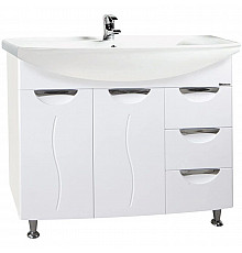 Тумба с раковиной белый глянец 106,5 см с бельевой корзиной Bellezza Глория 4638518080014 + 4620008197340