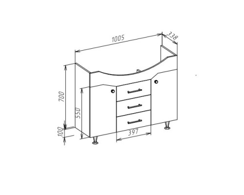 Купить Тумба с раковиной белый глянец 106 см Bellezza Джулия 4631218000016 + 4620008197388 в магазине сантехники Santeh-Crystal.ru