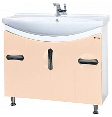 Тумба с раковиной бежевый глянец/белый глянец 106,5 см Bellezza Лагуна 4632118110072 + 4620008197340