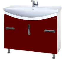 Тумба с раковиной красный глянец/белый глянец 106,5 см Bellezza Лагуна 4632118110034 + 4620008197340