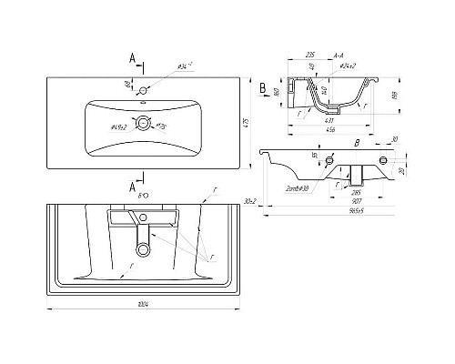 Заказать Тумба с раковиной белый глянец 100,4 см Bellezza Луиджи 4639217270010 + 4660018641235 в магазине сантехники Santeh-Crystal.ru