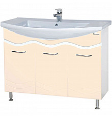 Тумба с раковиной бежевый глянец/белый глянец 106 см Bellezza Мари 4632918000221 + 4620008197388