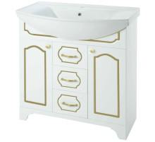 Тумба с раковиной белый глянец золотая патина 106,5 см Bellezza Тиффани 4630518110388 + 4620008197340