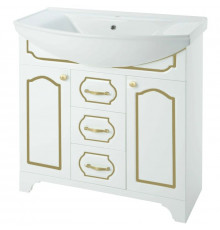 Тумба с раковиной белый глянец золотая патина 106,5 см Bellezza Тиффани 4630518110388 + 4620008197340