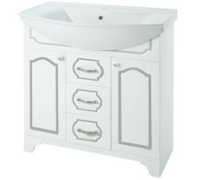 Тумба с раковиной белый глянец серебряная патина 106,5 см Bellezza Тиффани 4630518110395 + 4620008197340