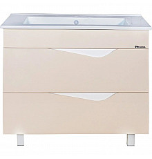 Тумба с раковиной бежевый глянец/белый глянец 106,5 см Bellezza Эйфория 4639118000075 + 4640021064740