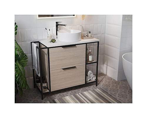 Купить Тумба дуб/черный 100,2 см Cersanit Bosquet A63013 в магазине сантехники Santeh-Crystal.ru