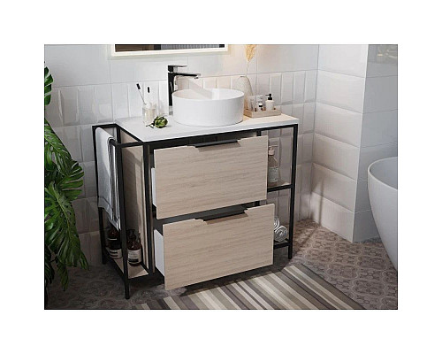Купить Тумба дуб/черный 100,2 см Cersanit Bosquet A63013 в магазине сантехники Santeh-Crystal.ru