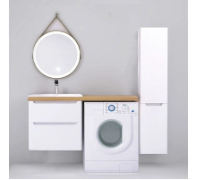 Тумба с раковиной белый глянец 122 см Jorno Wood Wood.01.60/P/W + Wood.06.122/LW + Mol.08.65/W + Bra.05.461/R/W