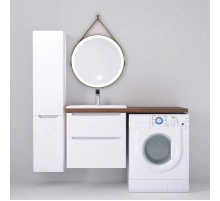 Тумба с раковиной белый глянец 122 см Jorno Wood Wood.01.60/P/W + Wood.06.122/DW + Mol.08.65/W + Bra.05.461/R/W