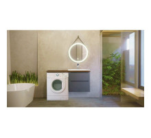 Тумба с раковиной серый матовый 122 см Jorno Wood Wood.01.60/P/GR + Wood.06.122/DW + Mol.08.65/W + Bra.05.461/L/W