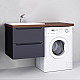 Заказать Тумба с раковиной серый матовый 122 см Jorno Wood Wood.01.60/P/GR + Wood.06.122/DW + Mol.08.65/W + Bra.05.461/R/W в магазине сантехники Santeh-Crystal.ru