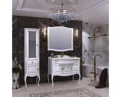 Купить Тумба с раковиной белый золотая патина 100 см Opadiris Лаура в магазине сантехники Santeh-Crystal.ru