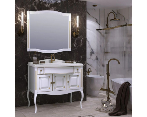 Купить Тумба с раковиной белый золотая патина 100 см Opadiris Лаура в магазине сантехники Santeh-Crystal.ru