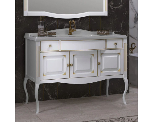 Приобрести Тумба с раковиной белый золотая патина 120 см Opadiris Лаура в магазине сантехники Santeh-Crystal.ru