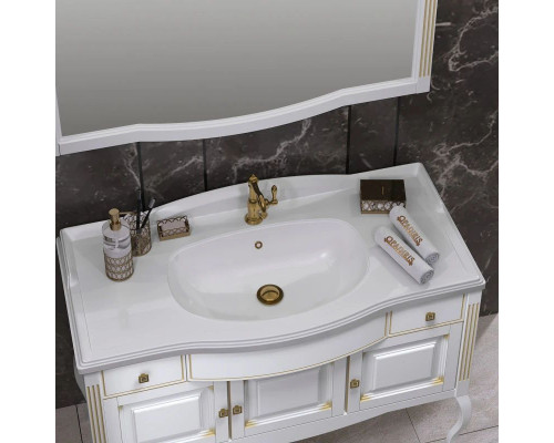 Приобрести Тумба с раковиной белый золотая патина 120 см Opadiris Лаура в магазине сантехники Santeh-Crystal.ru