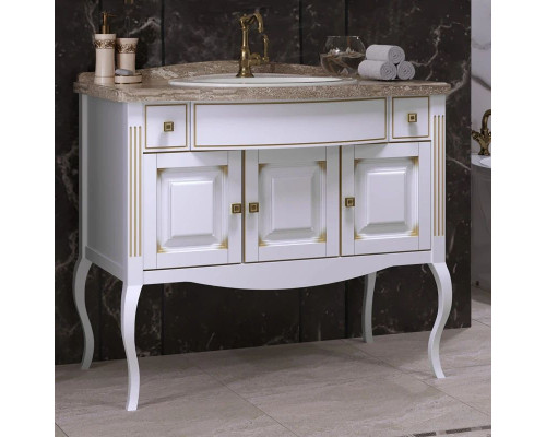 Купить Комплект мебели белый золотая патина 100 см со столешницей Opadiris Лаура в магазине сантехники Santeh-Crystal.ru