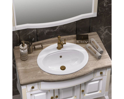 Купить Комплект мебели белый золотая патина 100 см со столешницей Opadiris Лаура в магазине сантехники Santeh-Crystal.ru