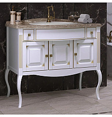 Тумба с раковиной белый золотая патина 100 см со столешницей Opadiris Лаура