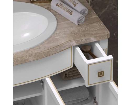 Заказать Тумба с раковиной белый золотая патина 100 см со столешницей Opadiris Лаура в магазине сантехники Santeh-Crystal.ru