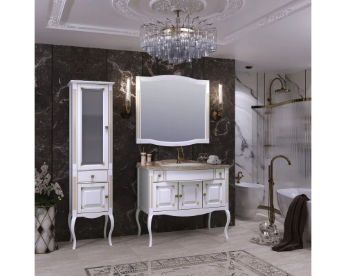 Заказать Тумба с раковиной белый золотая патина 100 см со столешницей Opadiris Лаура в магазине сантехники Santeh-Crystal.ru