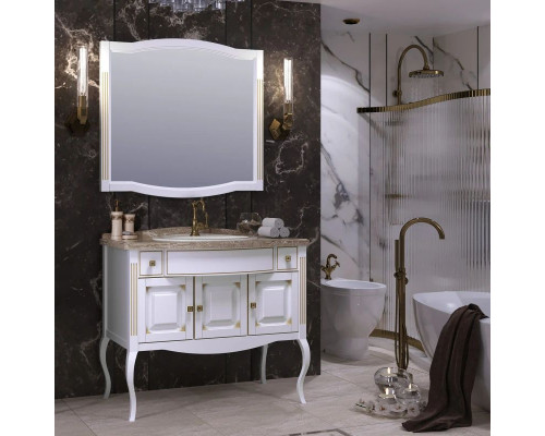 Заказать Тумба с раковиной белый золотая патина 100 см со столешницей Opadiris Лаура в магазине сантехники Santeh-Crystal.ru