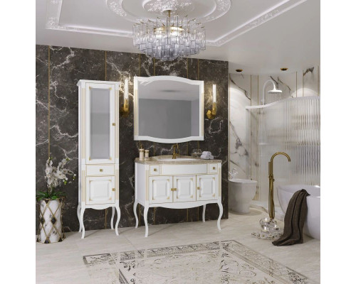 Заказать Тумба с раковиной белый золотая патина 100 см со столешницей Opadiris Лаура в магазине сантехники Santeh-Crystal.ru