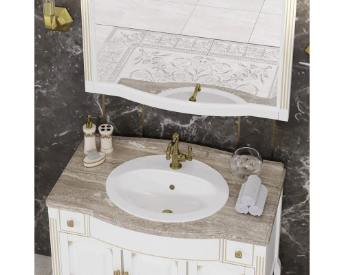 Заказать Тумба с раковиной белый золотая патина 100 см со столешницей Opadiris Лаура в магазине сантехники Santeh-Crystal.ru