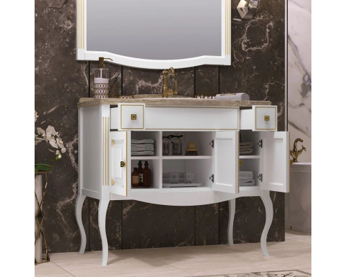 Заказать Тумба с раковиной белый золотая патина 100 см со столешницей Opadiris Лаура в магазине сантехники Santeh-Crystal.ru