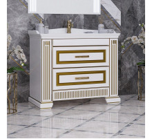 Тумба с раковиной белый золотая патина 100 см Opadiris Оникс