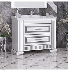 Тумба с раковиной белый серебряная патина 100 см Opadiris Оникс