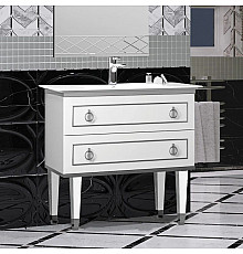 Тумба с раковиной белый серебряная патина 100,6 см Opadiris Порто