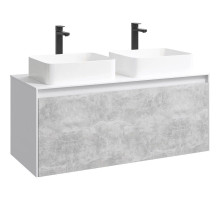 Тумба с раковиной белый глянец/ бетон светлый 120 см Aqwella 5 Stars Mobi MOB0112W + MOB0712BS + 641945 + 641945