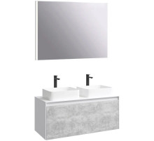 Комплект мебели белый глянец/ бетон светлый 120 см Aqwella 5 Stars Mobi MOB0112W + MOB0712BS + 641945 + 641945 + SM0210