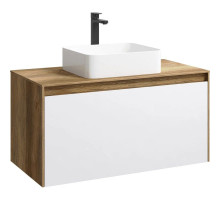 Тумба с раковиной дуб балтийский/ белый глянец 100 см Aqwella 5 Stars Mobi MOB0110DB + MOB0710W + 4640021064269