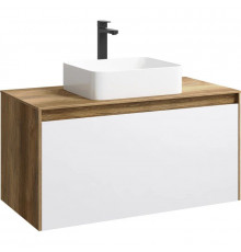Тумба с раковиной дуб балтийский/ белый глянец 100 см Aqwella 5 Stars Mobi MOB0110DB + MOB0710W + 4640021064269