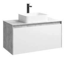 Тумба с раковиной бетон светлый/ белый глянец 100 см Aqwella 5 Stars Mobi MOB0110BS + MOB0710W + 4640021064269