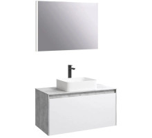 Комплект мебели бетон светлый/ белый глянец 100 см Aqwella 5 Stars Mobi MOB0110BS + MOB0710W + 4640021064269 + SM0210