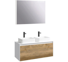 Комплект мебели белый глянец/ дуб балтийский 120 см Aqwella 5 Stars Mobi MOB0112W + MOB0712DB + 4640021064269 + 4640021064269 + SM0210