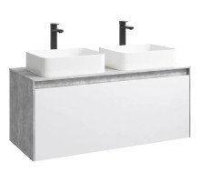 Тумба с раковиной бетон светлый/ белый глянец 120 см Aqwella 5 Stars Mobi MOB0112BS + MOB0712W + 641945 + 641945