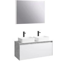 Комплект мебели бетон светлый/ белый глянец 120 см Aqwella 5 Stars Mobi MOB0112BS + MOB0712W + 641945 + 641945 + SM0210