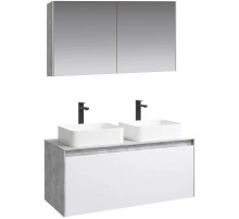 Комплект мебели бетон светлый/ белый глянец 120 см Aqwella 5 Stars Mobi MOB0112BS + MOB0712W + 641945 + 641945 + MOB0412 + MOB0717BS