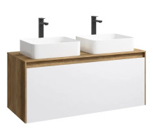 Тумба с раковиной дуб балтийский/ белый глянец 120 см Aqwella 5 Stars Mobi MOB0112DB + MOB0712W + 4640021064269 + 4640021064269