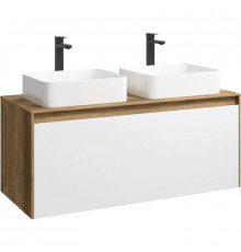 Тумба с раковиной дуб балтийский/ белый глянец 120 см Aqwella 5 Stars Mobi MOB0112DB + MOB0712W + 4640021064269 + 4640021064269
